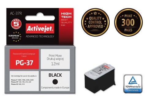 Activejet AC-37R Tusz (zamiennik Canon PG-37; Premium; 12 ml; czarny) Activejet AC-37R Tusz (zamiennik Canon PG-37; Premium; 12 ml; czarny)