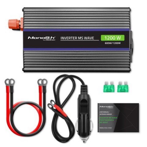 QOLTEC PRZETWORNICA NAPIĘCIA MONOLITH 1200 MS WAVE | 12V NA 230V | 600/1200W | USB