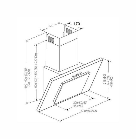 Okap AKPO WK-4 NERO 2.0 60 SZARY/SZARE SZKŁO T300 Liniowy LED/Siłownik