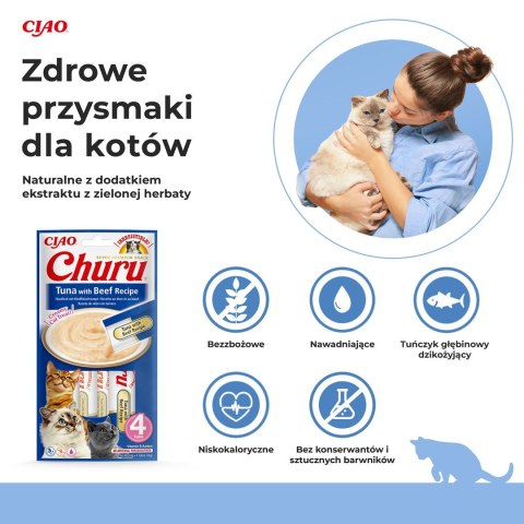 INABA Churu Tuńczyk z wołowiną - przysmak dla kota - 4x14 g