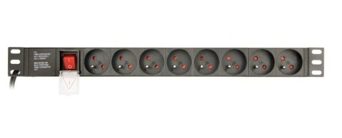 GEMBIRD LISTWA ZASILAJĄCA RACK 19" PDU EG-PDU-014-FC14 1U, 16A, 8X FRANCUSKIE GNIAZDO, WTYK C14, KABEL 3M