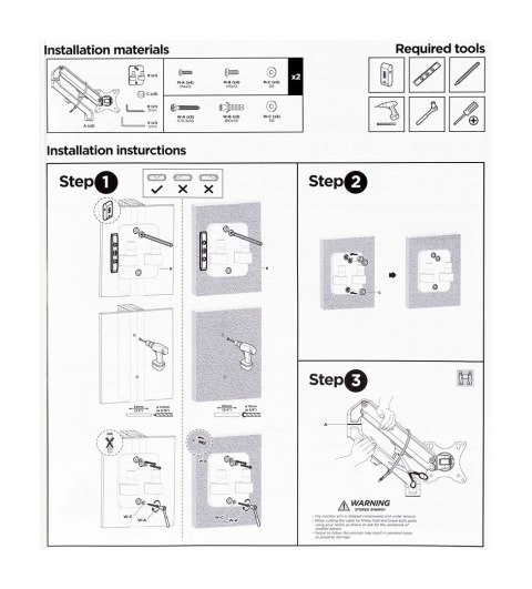 GEMBIRD REGULOWANE RAMIĘ NA 2 MONITORY DO MONTAŻU NA ŚCIANIE 17-27, 100X100MM, DO 7 KG