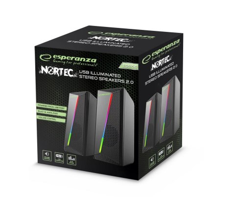 ESPERANZA GŁOŚNIKI 2.0 USB LED RAINBOW NORTEC EGS106