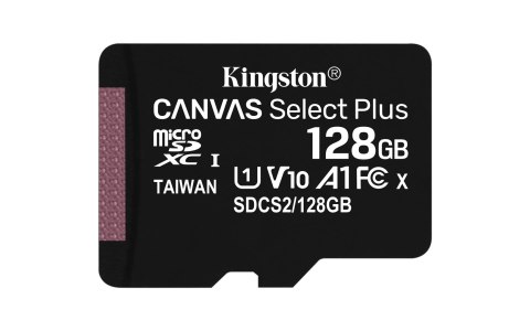 Karta pamięci z adapterem Kingston Canvas Select Plus SDCS2/128GB (128GB; Class 10, Class U1, V10; + adapter)