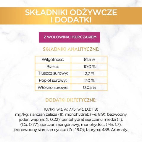 GOURMET GOLD Wołowina z kurczakiem mix kawałków na parze i w sosie - mokra karma dla kota - 85 g