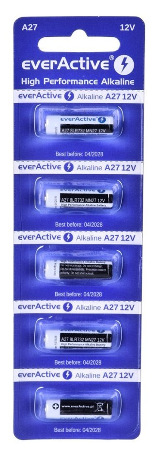 EVERACTIVE BATERIE ALKALICZNE 27A 12V, BLISTER 5 SZT. 27A5BL