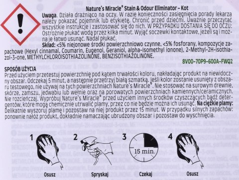 Nature's Miracle SET-IN OXY Stain&Odour REMOVER CAT 709ml