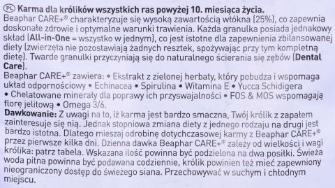 BEAPHAR Care+ Rabbit - karma dla królików - 1,5 kg