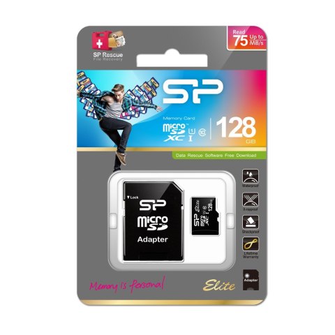 Karta pamięci Silicon Power microSDXC Elite 128GB CL10 UHS-1 (U1) + ADAPTER microSD-SD (SP128GBSTXBU1V10SP) Karta pamięci Silicon Power microSDXC Elite 128GB CL10 UHS-1 (U1) + ADAPTER microSD-SD (SP128GBSTXBU1V10SP)