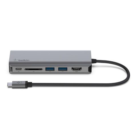 Hub Belkin Connect USB-C 6-in-1 Multiport Adapter 1x4k HDMI/2xUSB-A/1xUSB-C PD3.0/1xRJ45 Gigabit/1xCard reader Grey