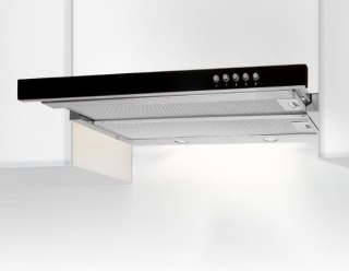 Okap podszafkowy teleskopowy AKPO WK-7 LIGHT GLASS 60 INOX CZARNY (600mm; kolor inox, front czarne szkło)