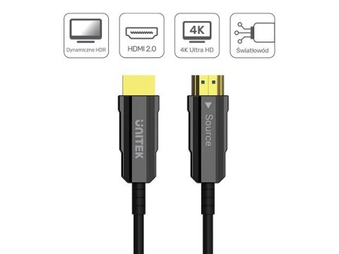 UNITEK KABEL OPTYCZNY HDMI 2.0 Active Optical Cable 4K 60HZ 15M