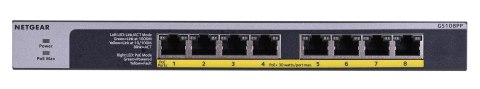 Switch Netgear GS108PP-100EUS 8p PoE 123W (PoE+: 8p) Unmanaged Gigabit