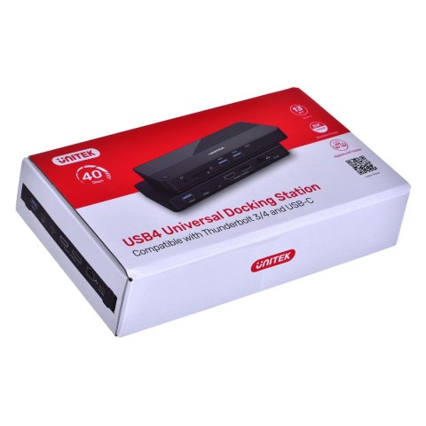 UNITEK STACJA DOKUJĄCA USB 4 12W1, HDMI/DP 8K,4X USB-C, 3XUSB-A, SD, POWERDELIVERY 100W