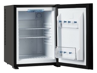 Bezszmerowy minibar termoelektryczny MPM-30-MBS-06/L z szklanym frontem czarny