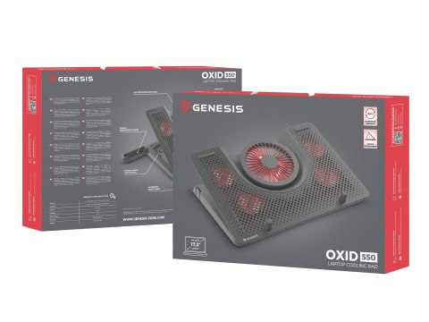 GENESIS Oxid 550 podkładka chłodząca do laptop 43,9 cm (17.3") 2800 RPM Czarny