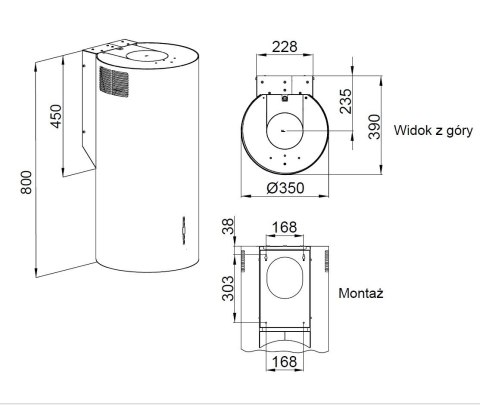 Okap MAAN Elba2 W835 złoty połysk