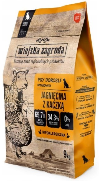 Wiejska Zagroda Karma sucha dla psa Jagnięcina z kaczką (dorosły) chrupki S 9kg