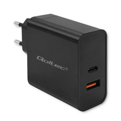 QOLTEC ŁADOWARKA SUPER QUICK PD | 1XUSB-C | 1XUSB | 90W | 5-20V | 2.4-4.35A | CZARNA