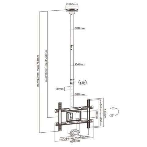 Uchwyt sufitowy do telewizora Maclean MC-803 (sufitowy; 23" - 100"; max. 50kg)