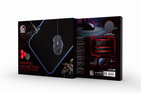 GEMBIRD PODKŁADKA POD MYSZ GAMING, Z EFEKTEM ŚWIETLNYM LED, CZARNA, ROZMIAR - L