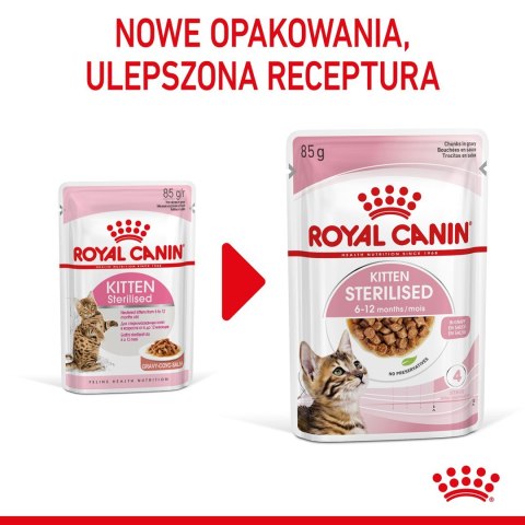 ROYAL CANIN FHN Kitten Sterilised w sosie - mokra karma dla kociąt - 12x85 g