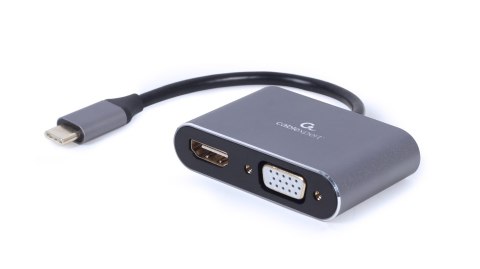 GEMBIRD ADAPTER USB TYPU C NA HDMI + VGA NA KABLU SZARY