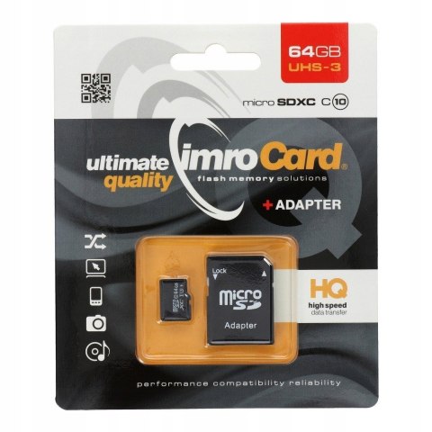 IMRO KARTA MICRO SDXC U-3 MICROSD10/64G UHS-3 ADP