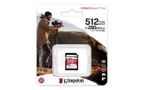 KINGSTON microSDXC Canvas 512GB React Plus UHS-II 280R/150W U3 V60 for Full HD/4K