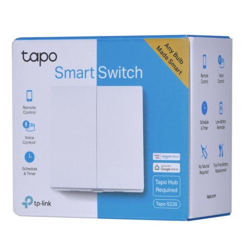 TP-Link Tapo S220 WYŁĄCZNIK światła Smart Wifi (jednobiegunowy, podwójny, biały)