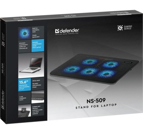 DEFENDER PODSTAWKA CHŁODZĄCA POD LAPTOPA NS-509 15.6" 5W 2XUSB 29509