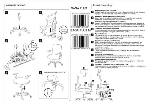 Ergonomiczny fotel biurowy SAGA PLUS czarny