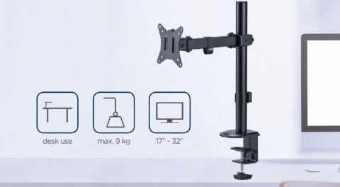 GEMBIRD BIURKOWE REGULOWANE RAMIĘ/UCHWYT NA MONITOR 17-32, VESA 100X100MM, DO 9 KG