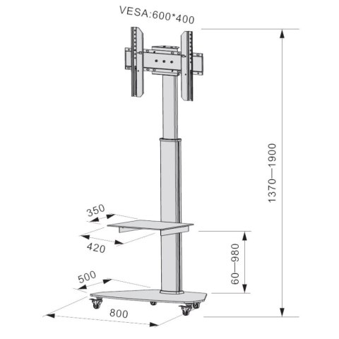 TECHLY STOJAK MOBILNY NA TELEWIZOR LED/LCD 37-70 C