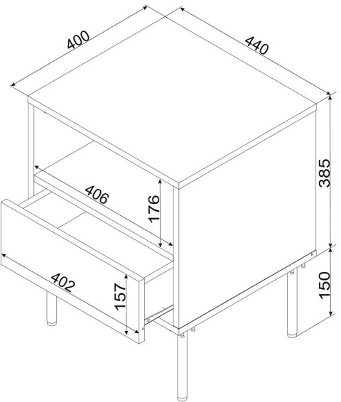 Szafka nocna 2szt TRESSE 44x40x53 zieleń mat