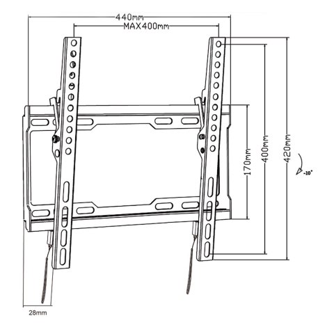 MACLEAN UCHWYT DO TV MAX VESA 400X400, 32-70", 45KG, REG. ODCHYLENIA +0°~-10°, MC-412