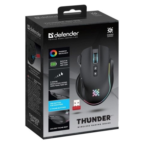 DEFENDER MYSZ GM-213 THUNDER RF 1600dpi 8P CZARNA