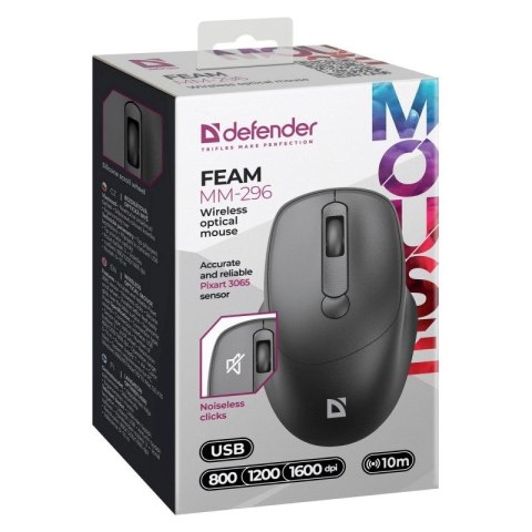 DEFENDER MYSZ FEAM MM-296 RF SILENT CZARNA