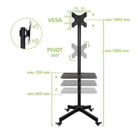 TECHLY STOJAK MOBILNY TV LED/LCD 19-37 CALI 20KG 1