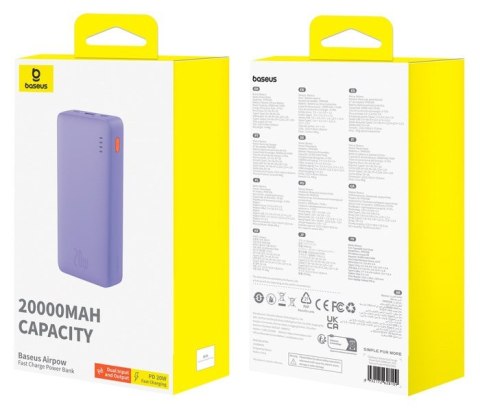 BASEUS POWERBANK AIRPOW 20000MAH 20W (FIOLETOWY)