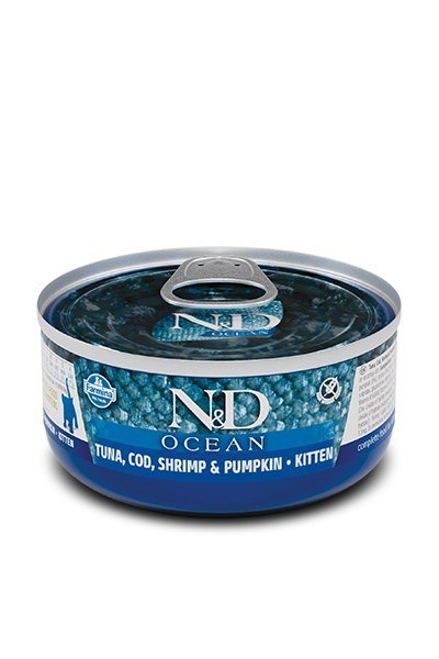 FARMINA N&D CAT OCEAN TUNA,COD,SHRIMP&PUMPKIN KITTEN - mokra karma dla kociąt - 70 g FARMINA N&D CAT OCEAN TUNA,COD,SHRIMP&PUMPKIN KITTEN - mokra karma dla kociąt - 70 g