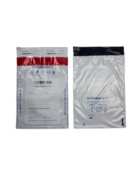 SAFEMONEYBAG Koperty bezpiecznie depozytowe transparent B5 190x260+35 100 szt SAFEMONEYBAG Koperty bezpiecznie depozytowe transparent B5 190x260+35 100 szt