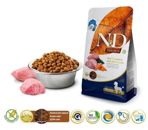 FARMINA N&D Brown Dog Lamb, Spirulina&Carrot Adult Mini - sucha karma dla psa - 2 kg FARMINA N&D Brown Dog Lamb, Spirulina&Carrot Adult Mini - sucha karma dla psa - 2 kg
