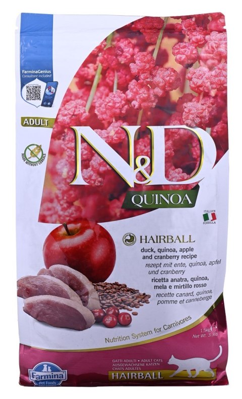 FARMINA N&D Quinoa Hairball - sucha karma dla kota - 1.5 kg FARMINA N&D Quinoa Hairball - sucha karma dla kota - 1.5 kg