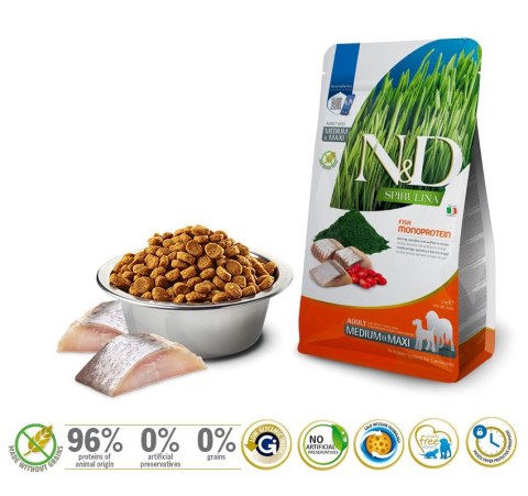 FARMINA N&D Spirulina Herring Adult Medium&Maxi - sucha karma dla psa - 7 kg FARMINA N&D Spirulina Herring Adult Medium&Maxi - sucha karma dla psa - 7 kg