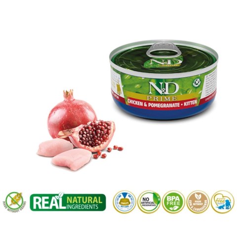 FARMINA N&D Prime Chicken & Pomegranate Kitten - mokra karma dla kociąt - 70 g FARMINA N&D Prime Chicken & Pomegranate Kitten - mokra karma dla kociąt - 70 g