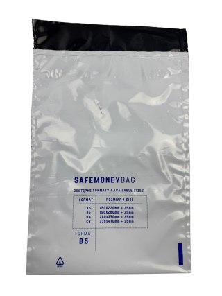 SAFEMONEYBAG Koperty bezpiecznie depozytowe biała B5 190mmx260mm+35mm 100 szt