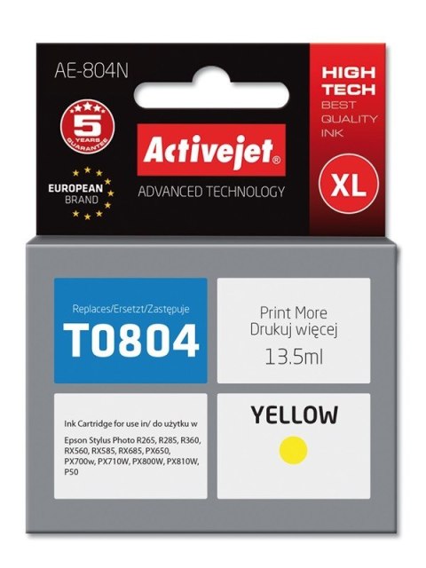 Activejet AE-804N Tusz (zamiennik Epson T0804; Supreme; 13,5 ml; żółty) Activejet AE-804N Tusz (zamiennik Epson T0804; Supreme; 13,5 ml; żółty)