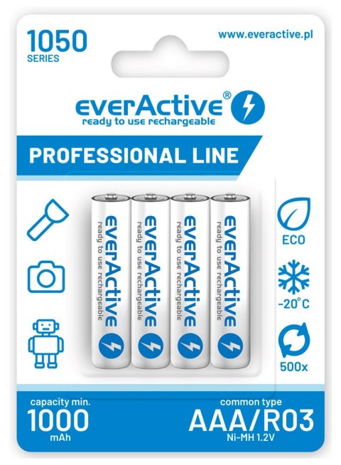Zestaw akumulatorków everActive Professional line EVHRL03-1050 (1050mAh ; Ni-MH LSD) Zestaw akumulatorków everActive Professional line EVHRL03-1050 (1050mAh ; Ni-MH LSD)