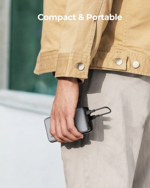 AUKEY POWERBANK 10 000 MAH, USB-C PD 30W, USB-A 22W, SZARY AUKEY POWERBANK 10 000 MAH, USB-C PD 30W, USB-A 22W, SZARY